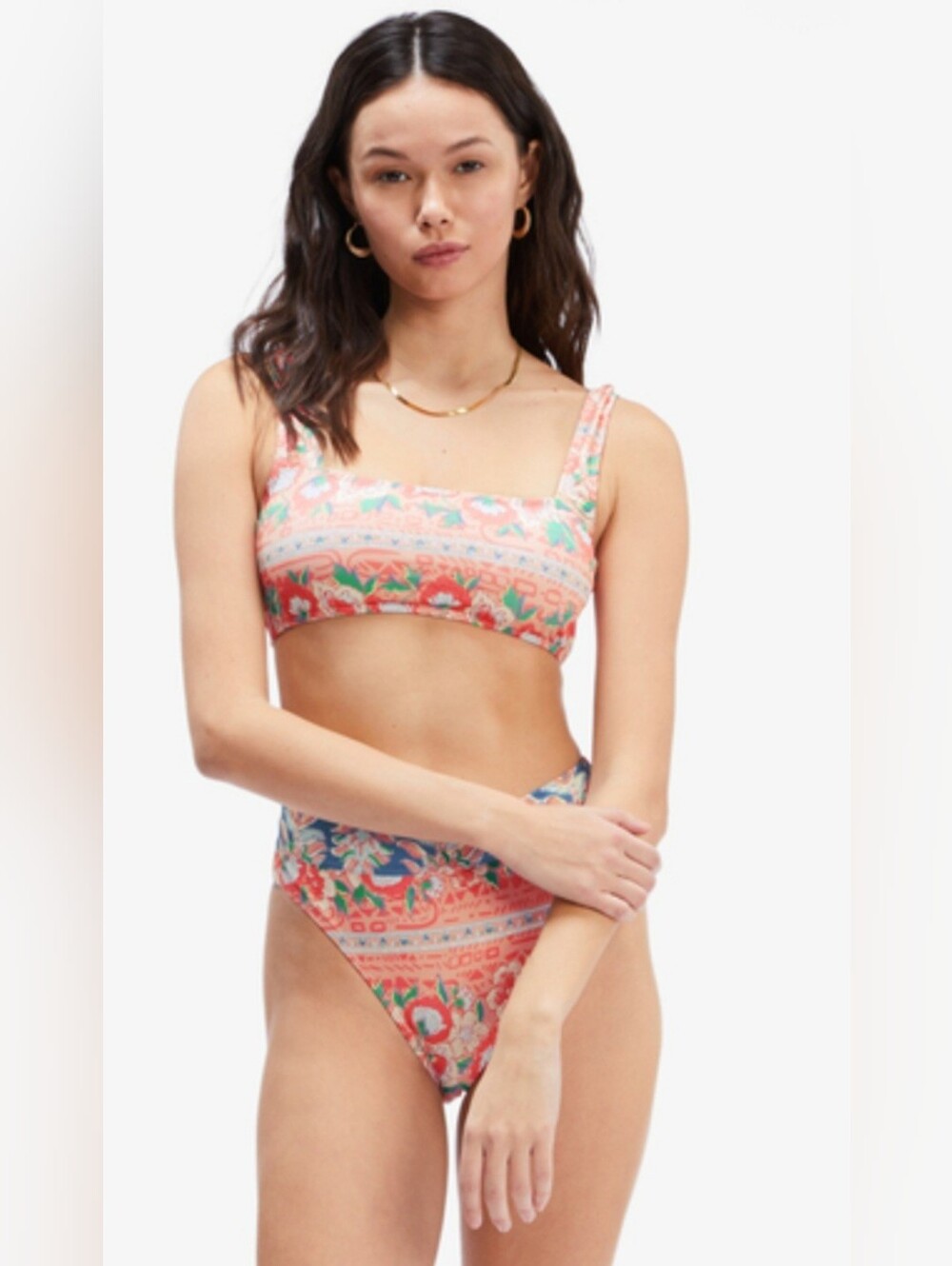 Billabong Secret Paradise Square Neck Tankini Bikini Top Multi - Womens